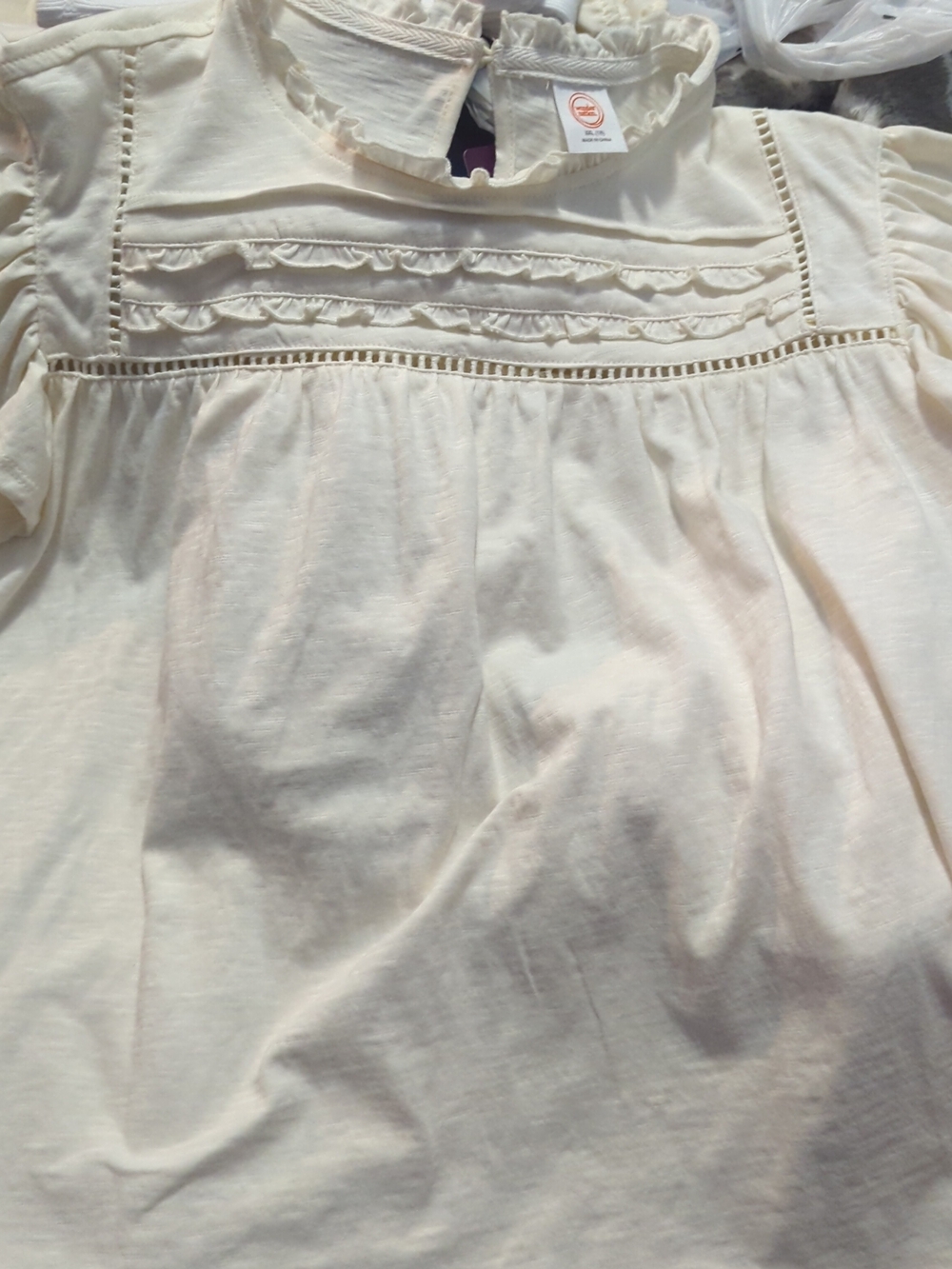 wonder nation Cream Ruffle Yoke Blouse